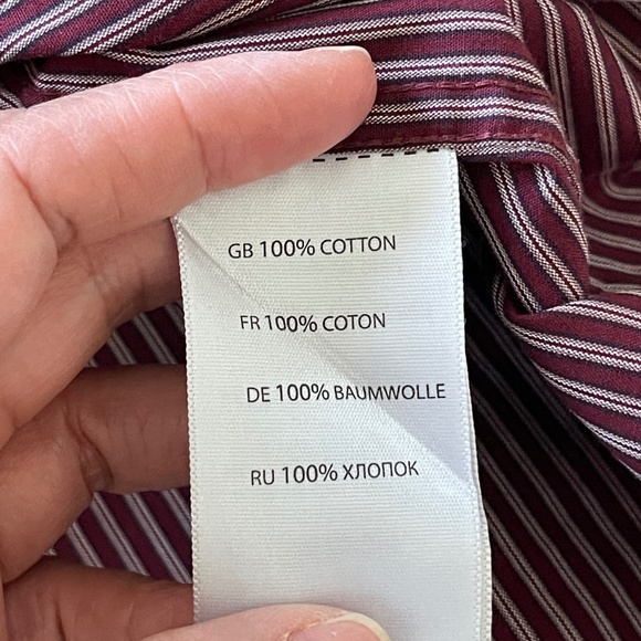 Oak Hill Men's Button Down Shirt Size 3XL Maroon & White Pinstripe Wrinkle Free - Picture 9 of 13